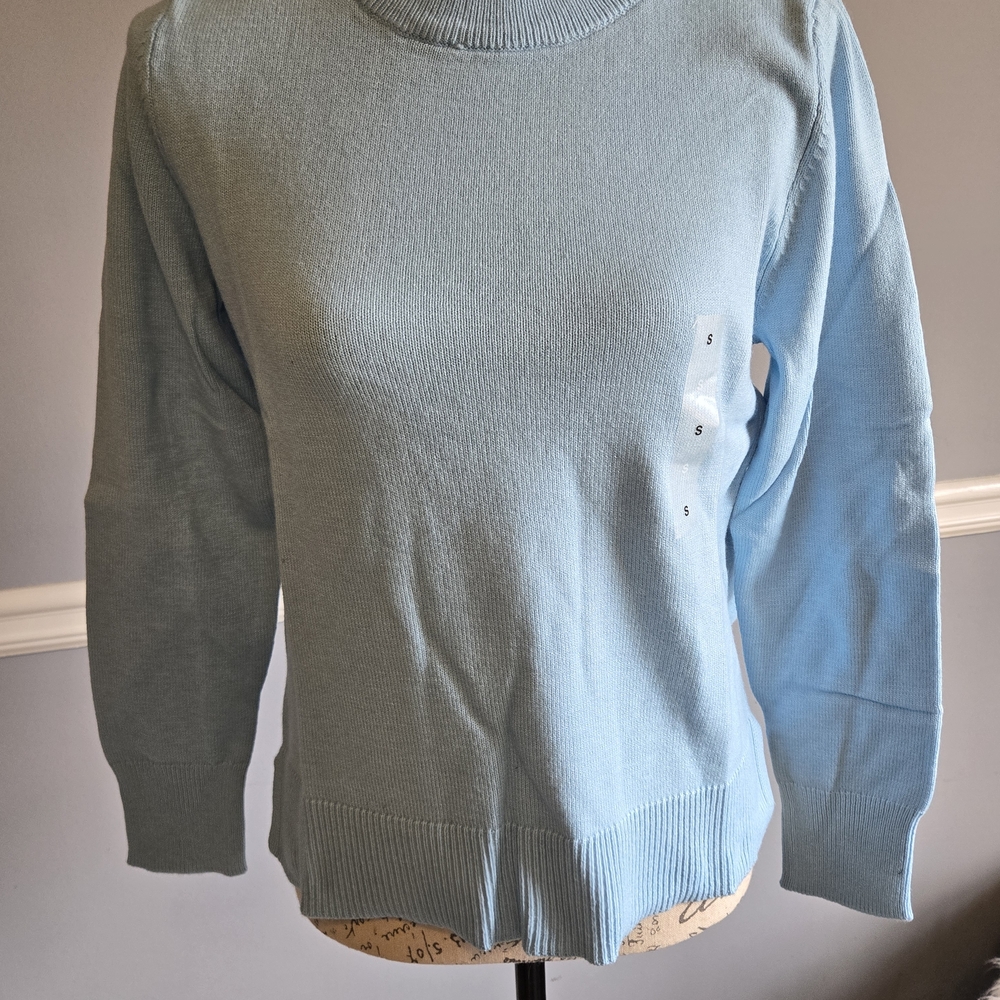 Light Blue Women's Crewneck Sweater - Picture 1 of 5
